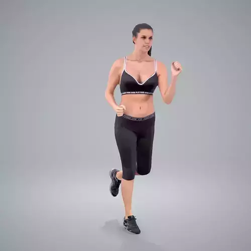 Sporty Woman Running with Black Sports Bra SWom0305-HD2-O01P01-S
