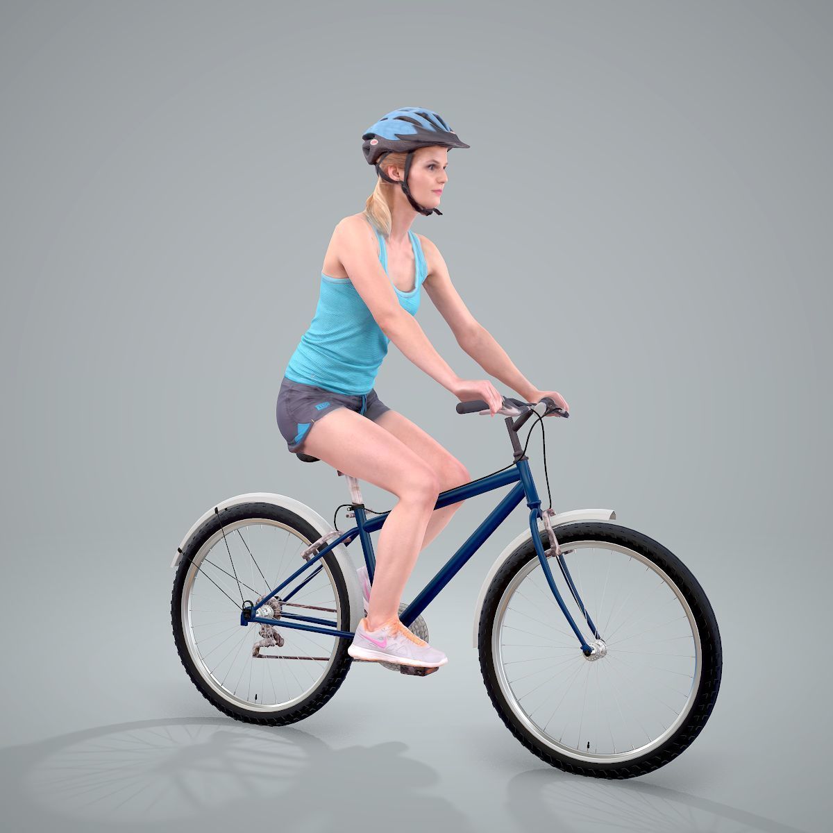 Blue Wearing Sporty Woman on a Bicycle SWom0304-HD2-O01P01-S 3D model_1