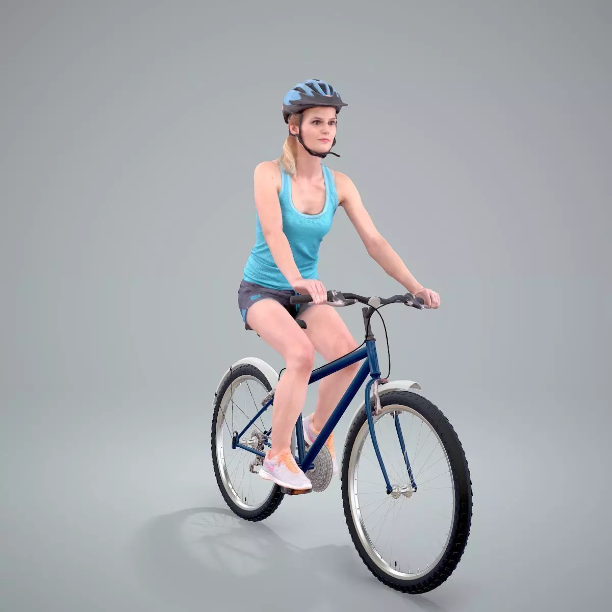 Blue Wearing Sporty Woman on a Bicycle SWom0304-HD2-O01P01-S 3D model_0
