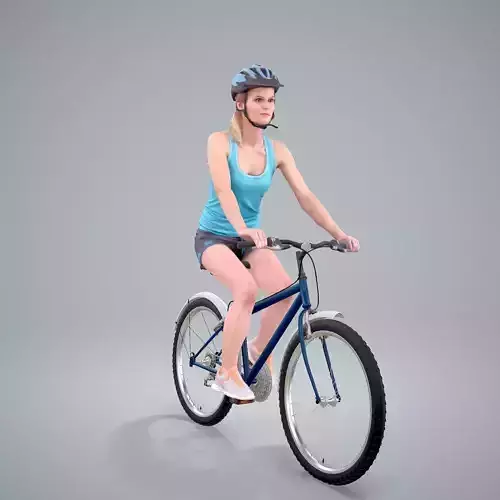 Blue Wearing Sporty Woman on a Bicycle SWom0304-HD2-O01P01-S 3D model