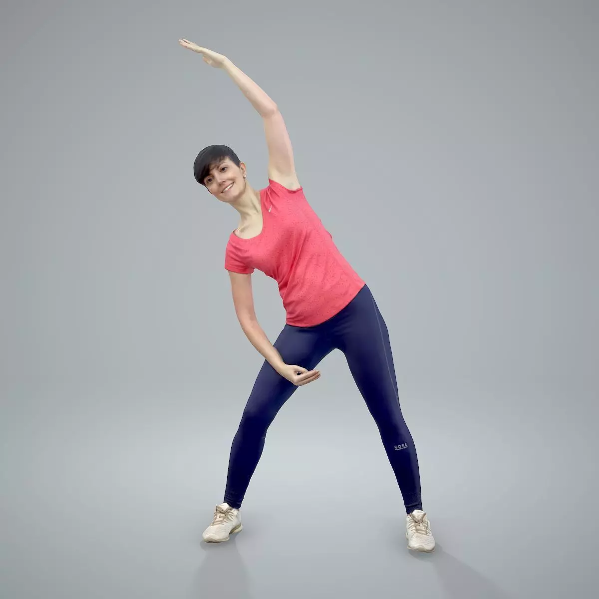 Sporty Woman Exercising with Pink T-shirt SWom0302-HD2-O01P01-S 3D model