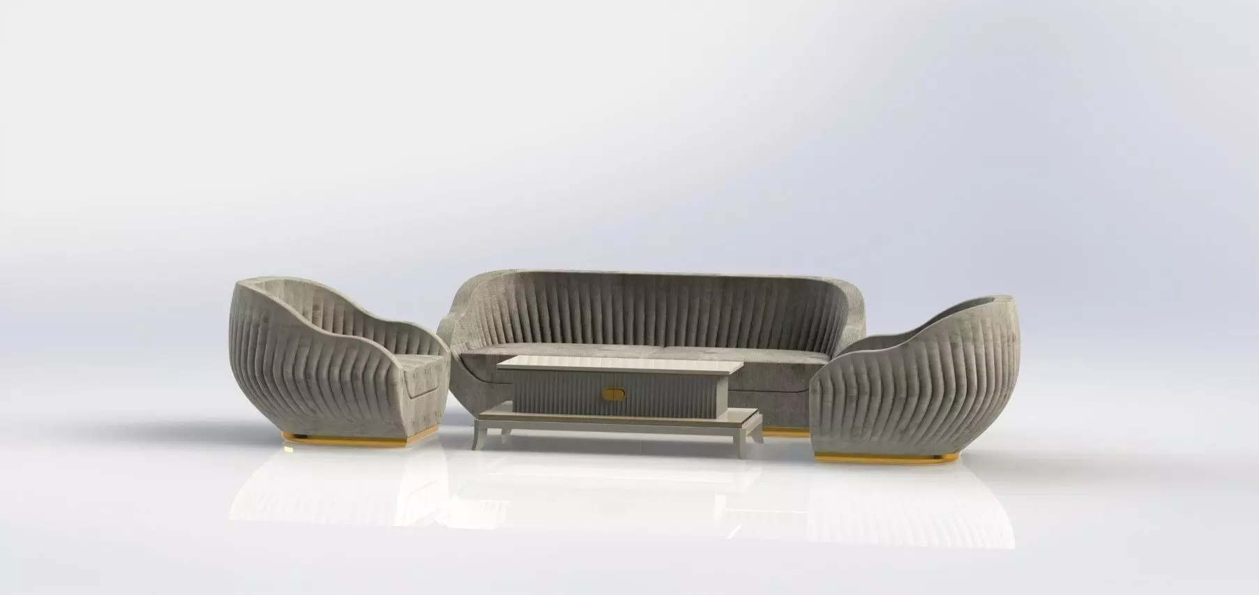 sofa 2 armchairs and coffee table Free 3D model