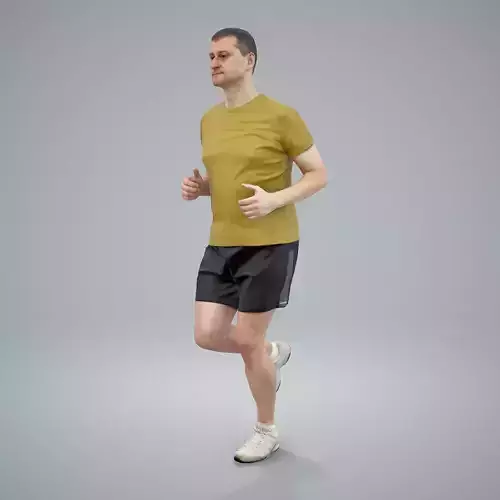 Sporty Running Man Wearing Yellow T-Shirt SMan0304-HD2-O01P01-S