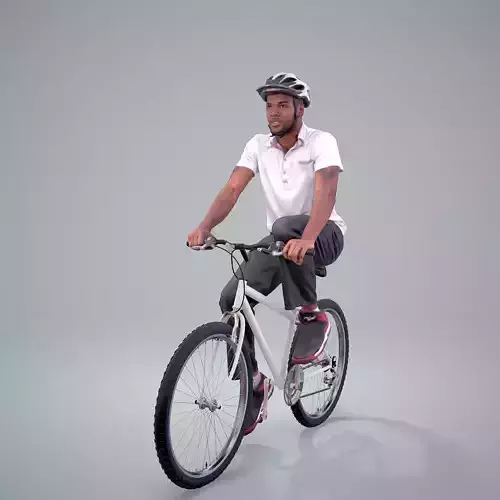 Man Wearing Pink Polo T-Shirt on a Bicycle SMan0301-HD2-O01P01-S