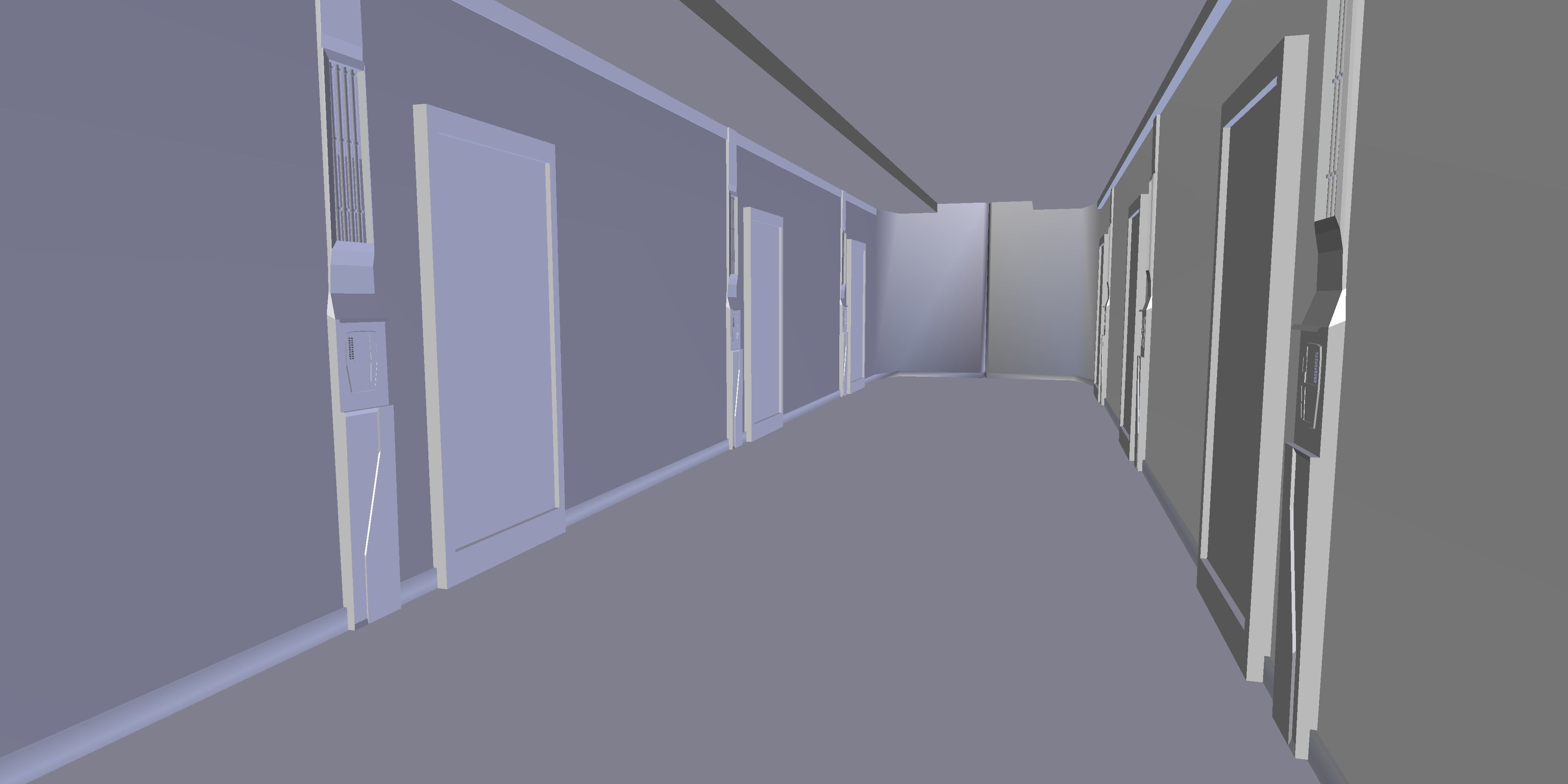 Gray modern corridor Royalty Free Low-poly 3D model_1