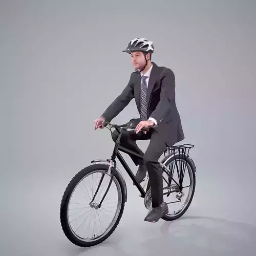 Business Man on a Bicycle with Helmet BMan0303-HD2-O01P01-S