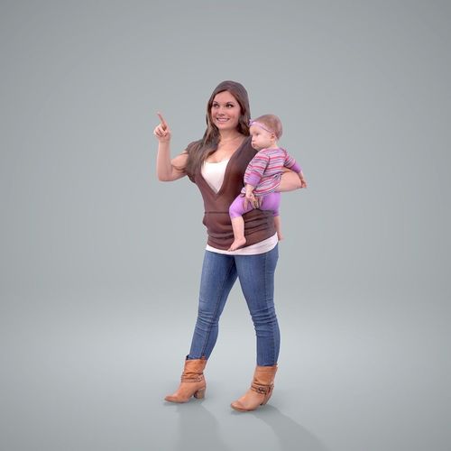 Woman Holding a Baby Girl CWom0203-HD2-O01P01-S 3D model