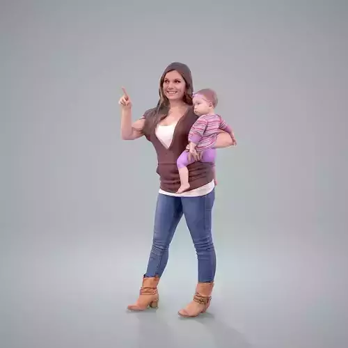 Woman Holding a Baby Girl CWom0203-HD2-O01P01-S 3D model