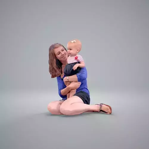 Sitting Woman Holding Baby Girl CWom0201-HD2-O01P01-S