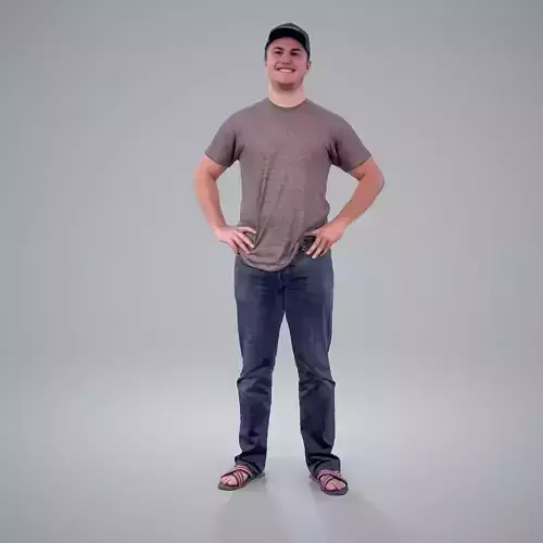 Casual Man Wearing Jeans and Baseball Cap CMan0206-HD2-O01P01-S