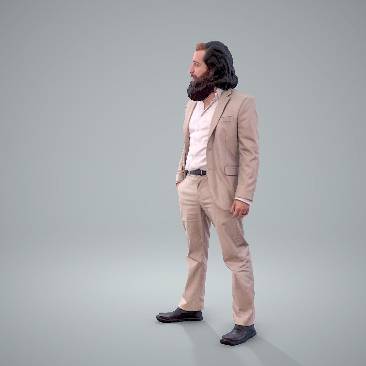 Classy Bearded Man with Brown Suit CMan0205-HD2-O01P01-S 3D model_6
