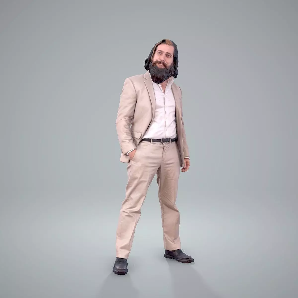 Classy Bearded Man with Brown Suit CMan0205-HD2-O01P01-S 3D model_0
