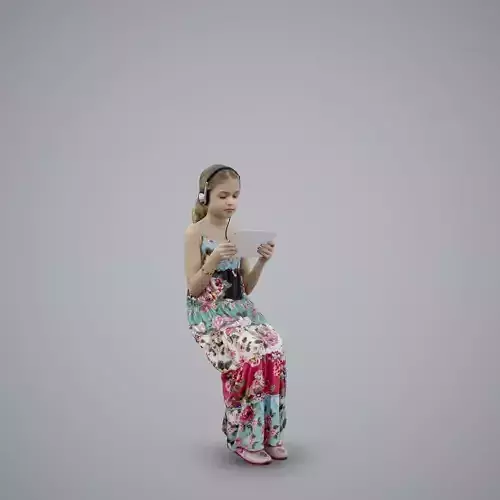 Casual Girl with Headphones and Tablet CGirl0003-HD2-O03P01-S