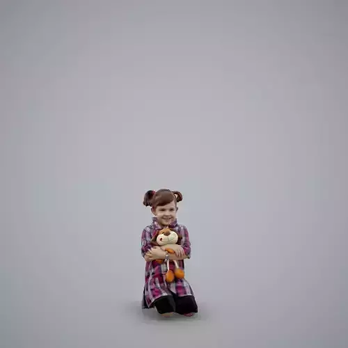 Playful Happy Little Girl with a Toy CGirl0002-HD2-O02P01-S