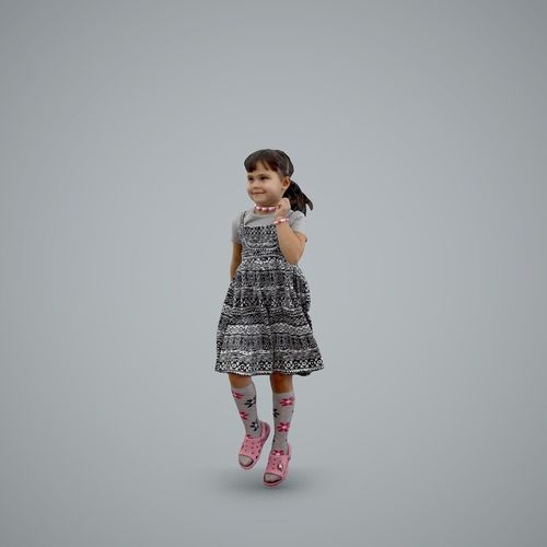 Playful Little Girl with a Dress Running CGirl0001-HD2-O03P01-S 3D model