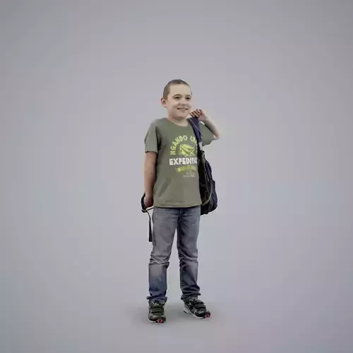 Casual Boy Putting on Backpack CBoy0005-HD2-O03P01-S 3D model