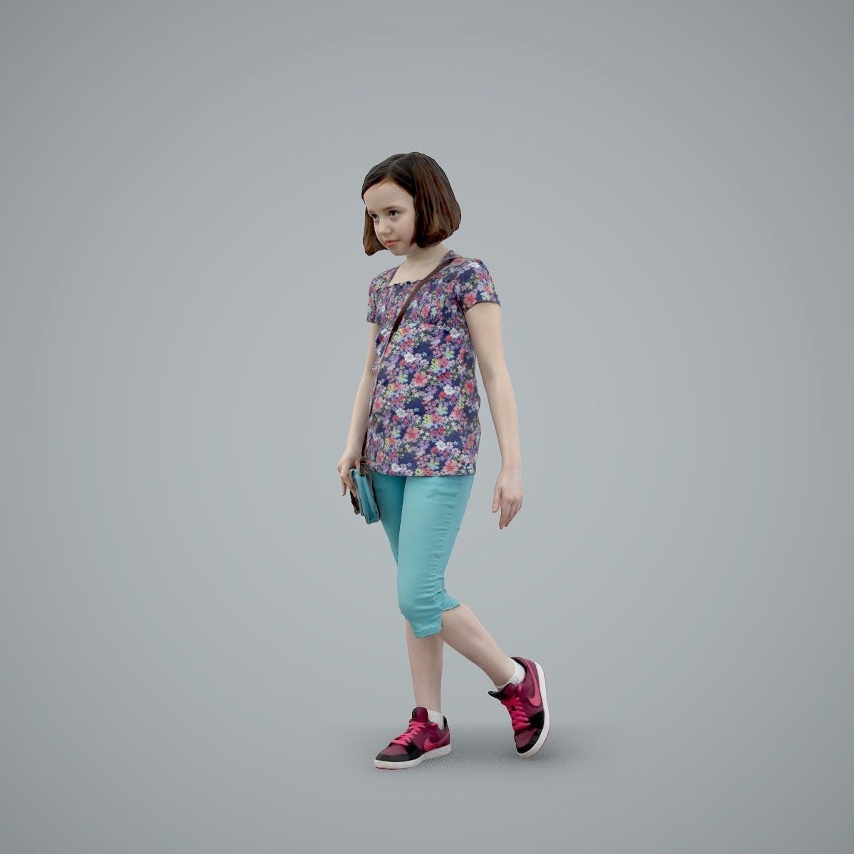 Girl Wearing Blue Shorts and Shoulderbag CGirl0005-HD2-O01P01-S 3D ...
