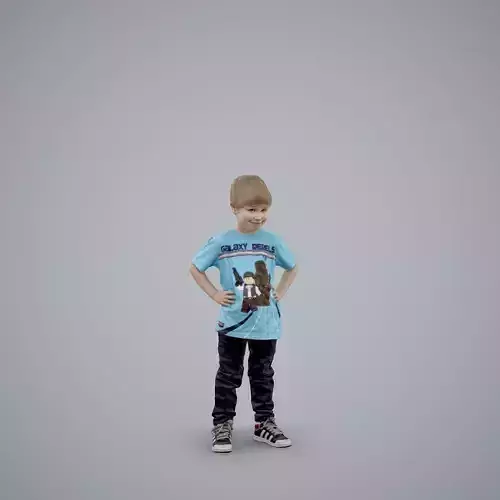 Standing Casual Boy with Blue T-Shirt CBoy0003-HD2-O01P01-S