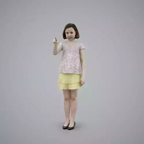 Girls with Yellow Skirt Pointing Finger CGirl0005-HD2-O03P01-S