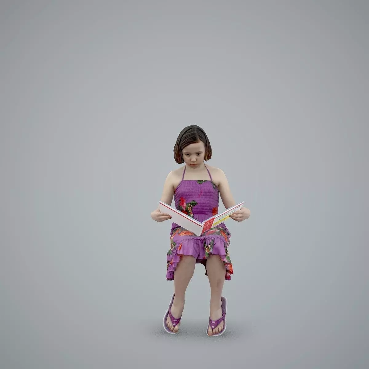 Girl with Pink Dress Reading a Book CGirl0005-HD2-O02P01-S 3D model