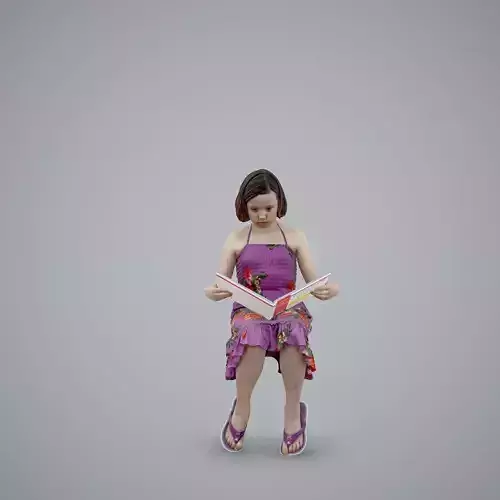 Girl with Pink Dress Reading a Book CGirl0005-HD2-O02P01-S