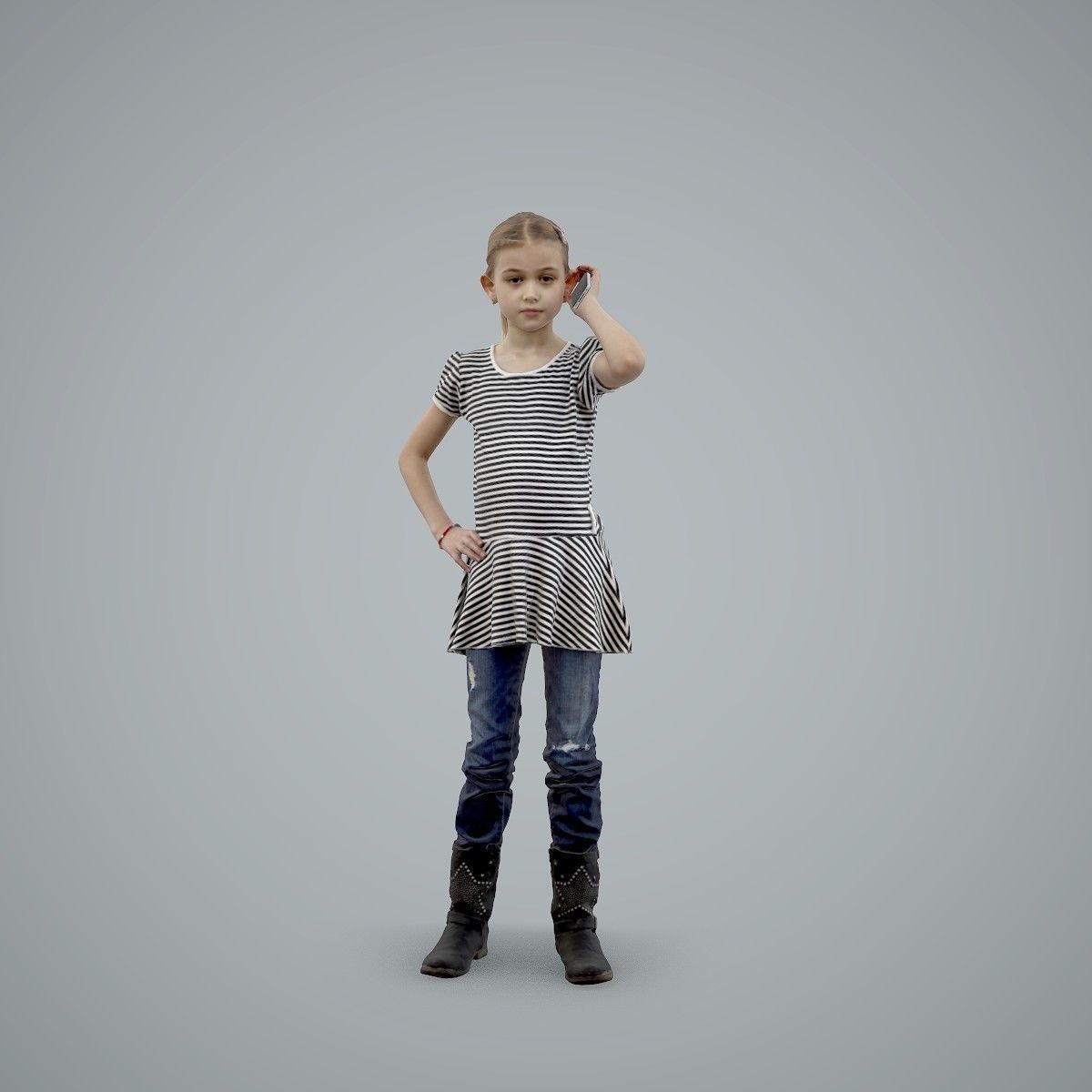 Standing Casual Girl Talking on the Phone CGirl0003-HD2-O02P01-S 3D model_15