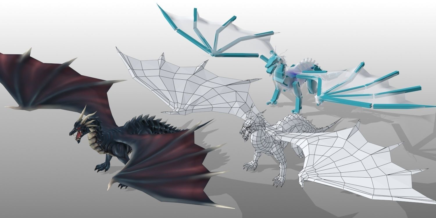 Dragon Pack Low-poly 3D model_10