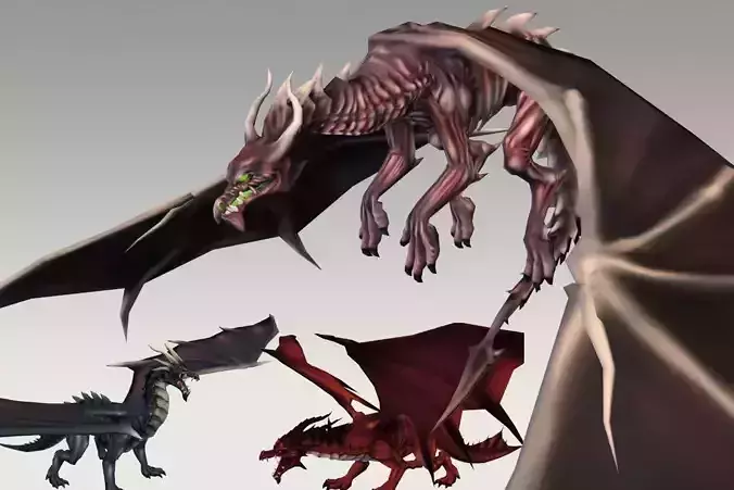 Dragon Pack Low-poly 3D model