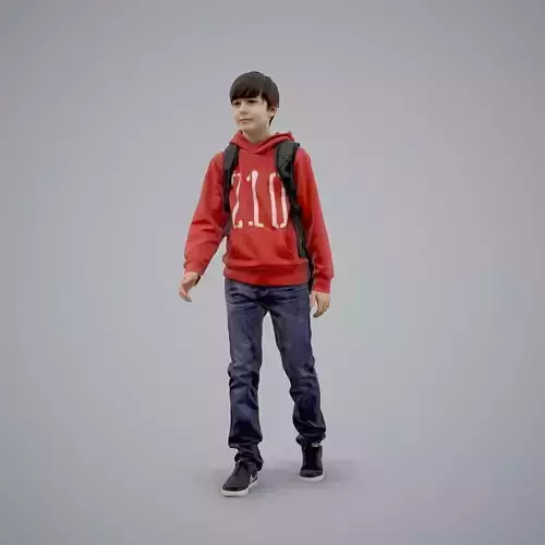 standing Casual Boy with Red Sweatshirt CBoy0004-HD2-O02P01-S 3D model