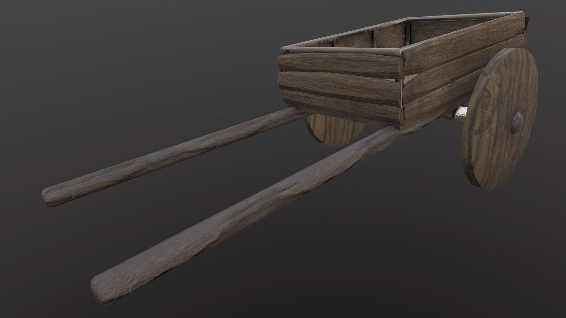 Medieval cart Low-poly 3D model_2