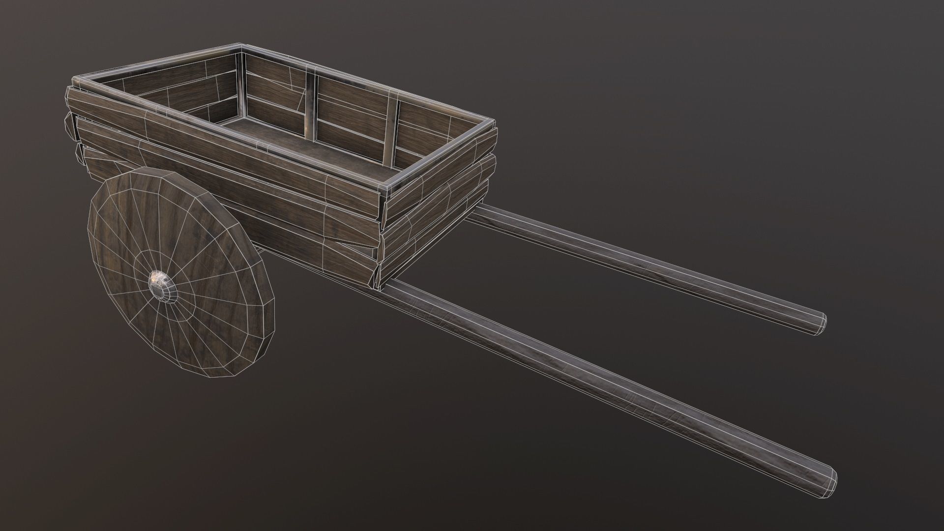 Medieval cart Low-poly 3D model_3