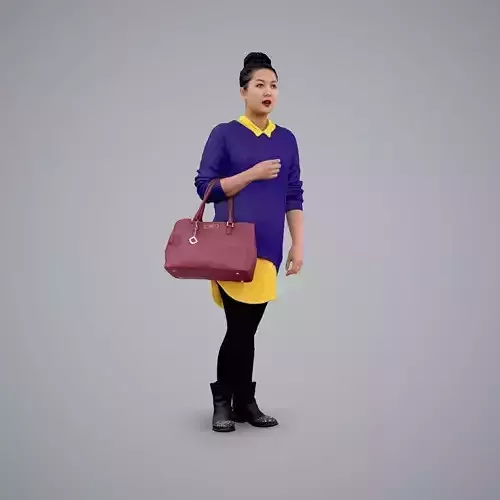 Woman with Yellow shirt and Blue Sweater CWom0101-HD2-O01P02-S