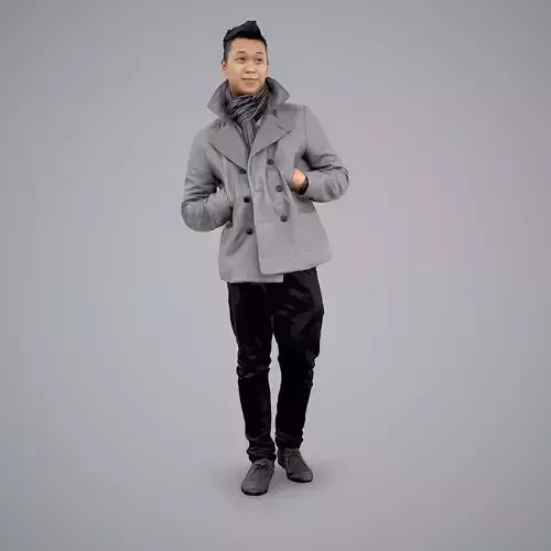 Standing Posing Man with Grey Coat CMan0100-HD2-O02P01-S