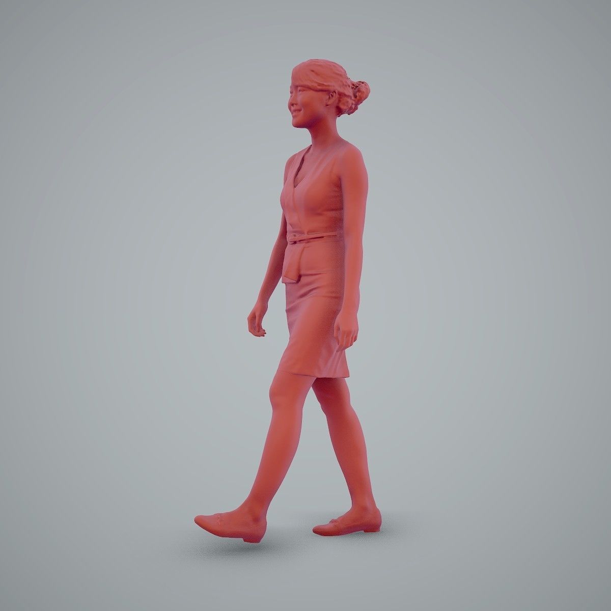 Walking Business Woman with Dress BWom0100-HD2-O02P02-S 3D model_8