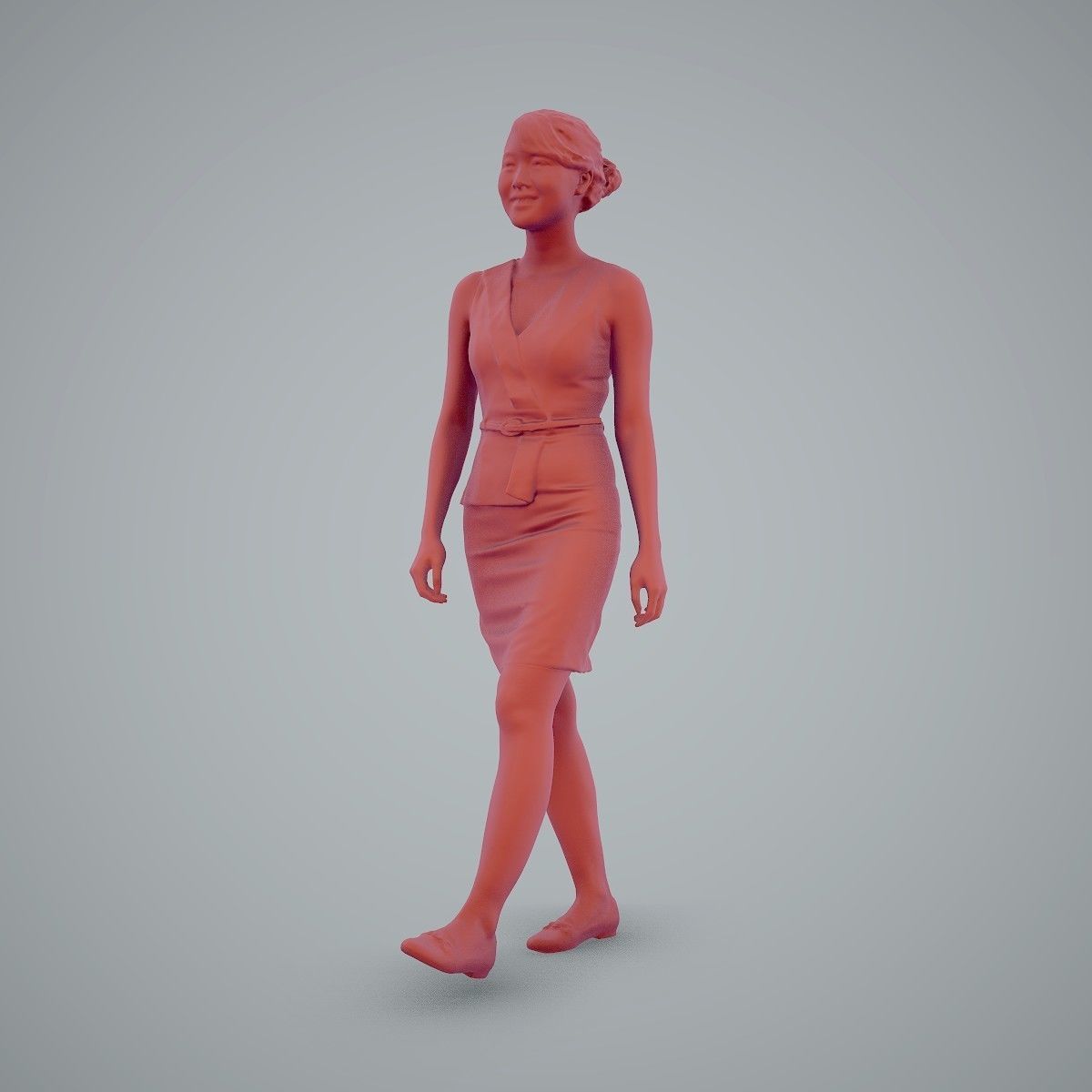 Walking Business Woman with Dress BWom0100-HD2-O02P02-S 3D model_62