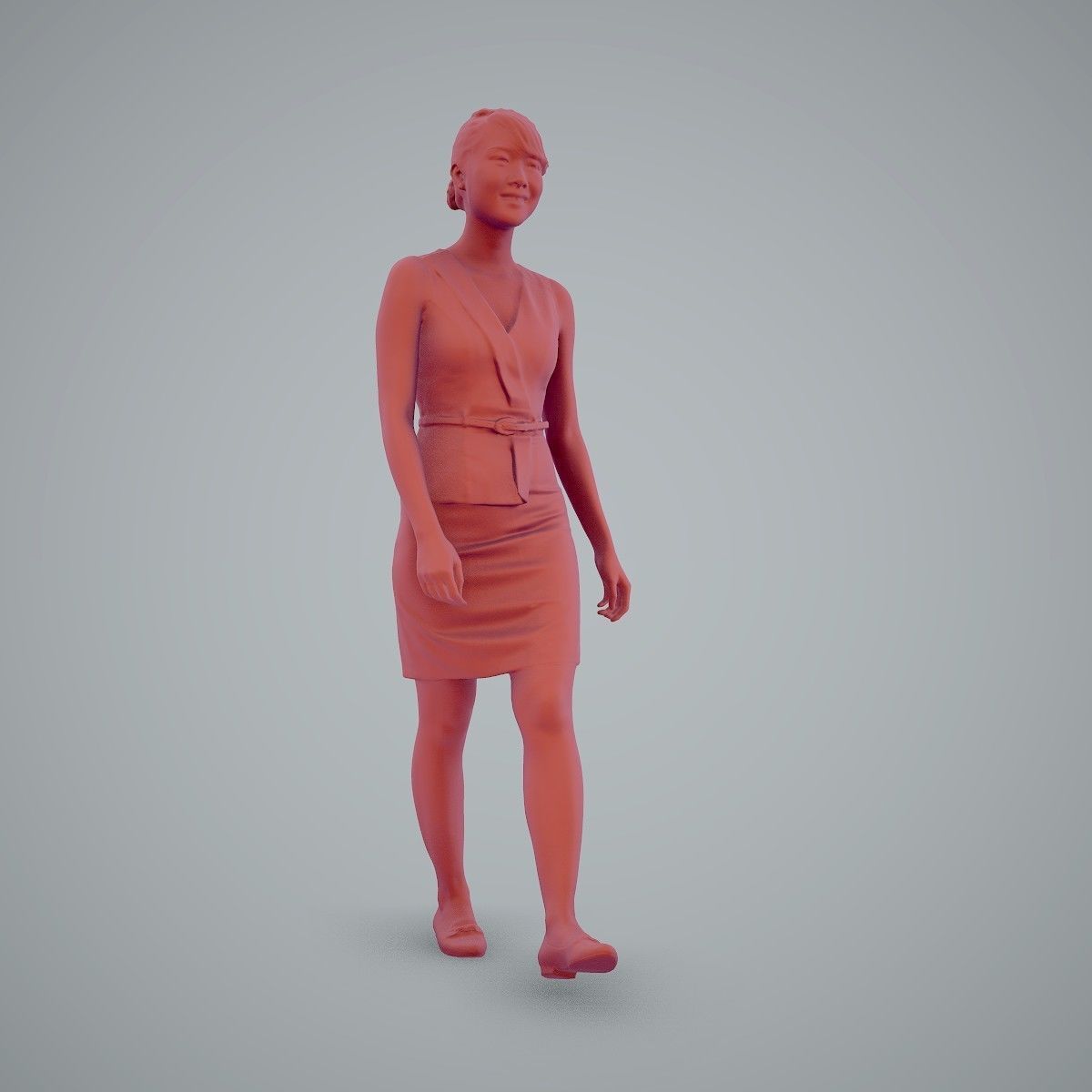 Walking Business Woman with Dress BWom0100-HD2-O02P02-S 3D model_5