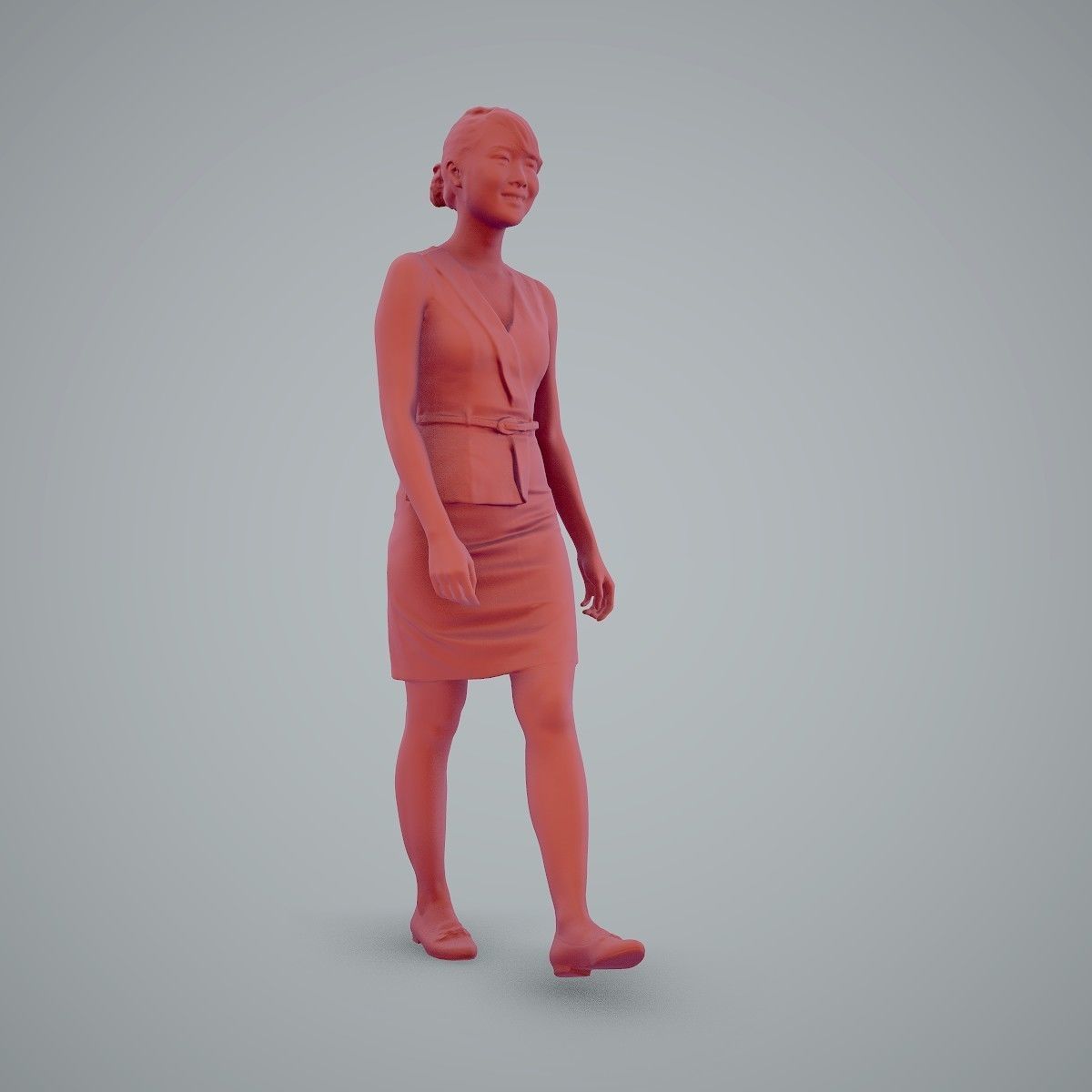Walking Business Woman with Dress BWom0100-HD2-O02P02-S 3D model_13