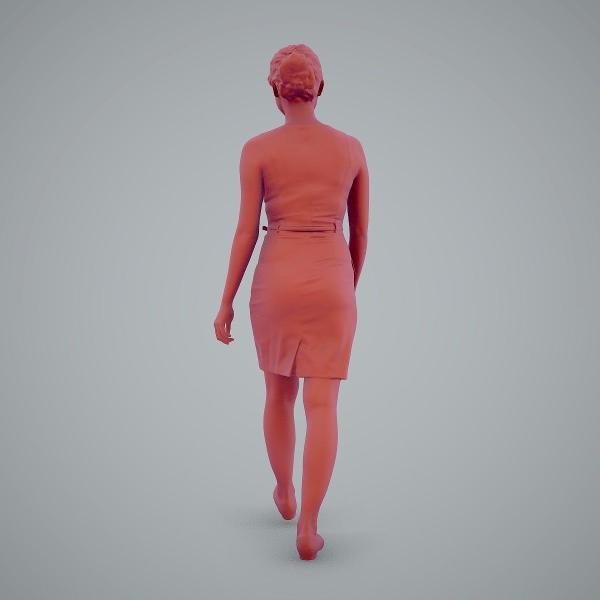 Walking Business Woman with Dress BWom0100-HD2-O02P02-S 3D model_7