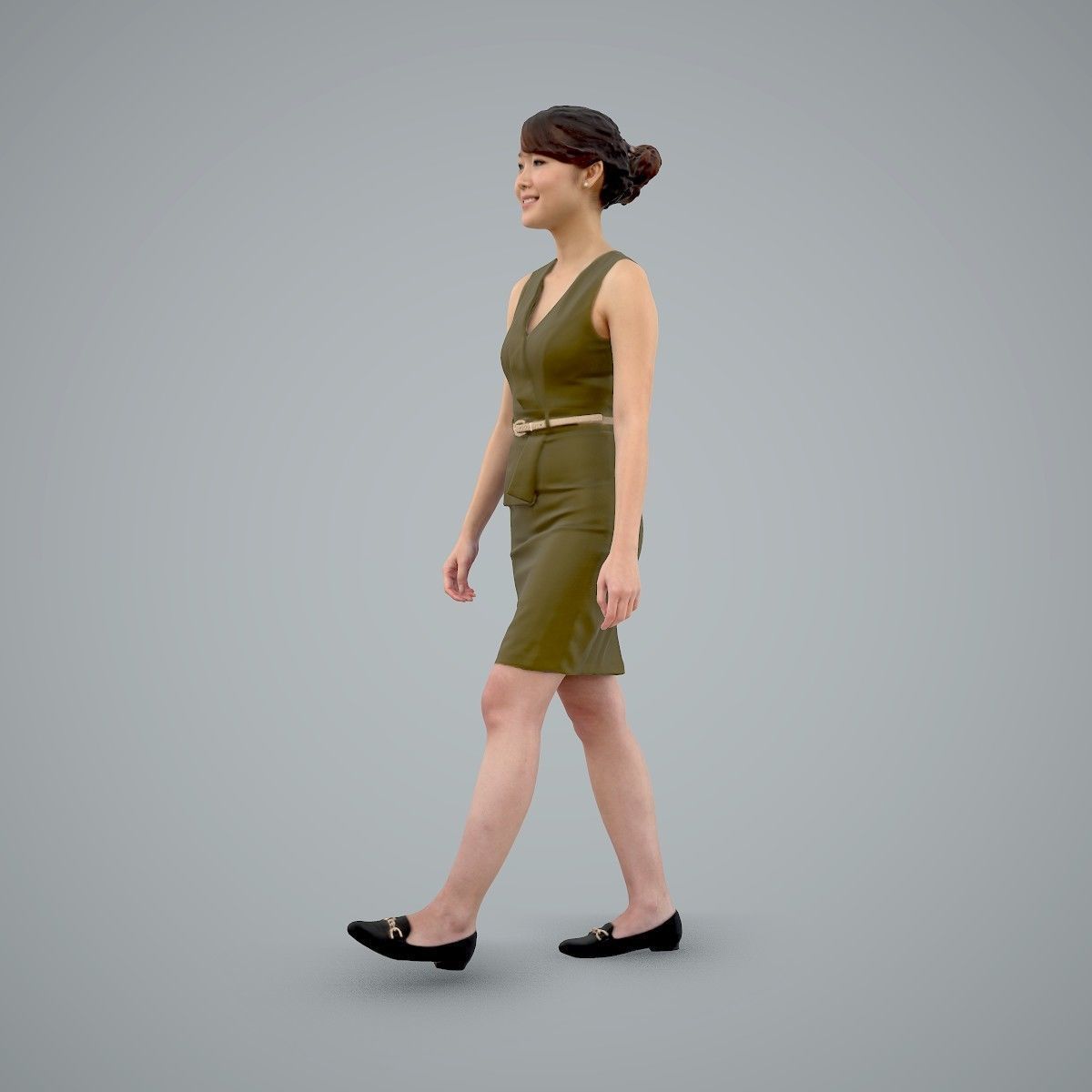 Walking Business Woman with Dress BWom0100-HD2-O02P02-S 3D model_15