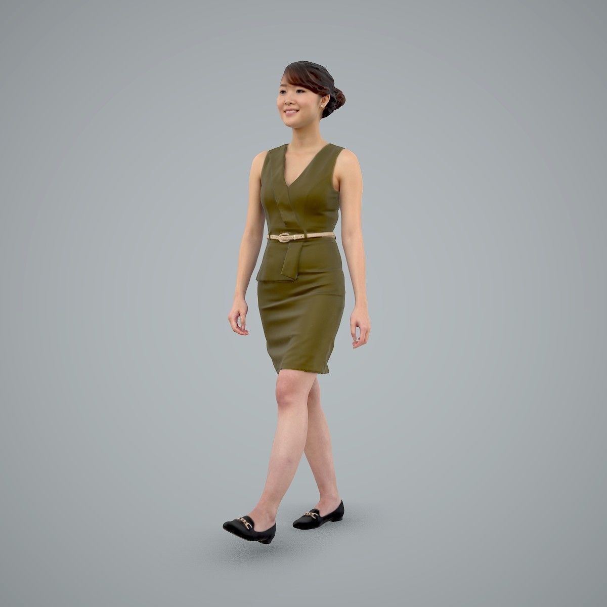 Walking Business Woman with Dress BWom0100-HD2-O02P02-S 3D model_44