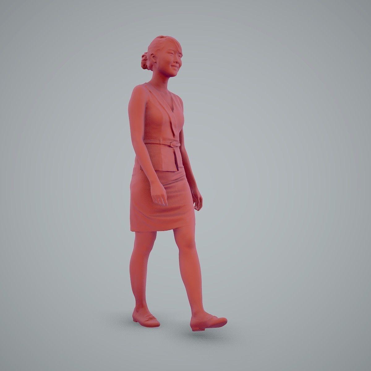 Walking Business Woman with Dress BWom0100-HD2-O02P02-S 3D model_43