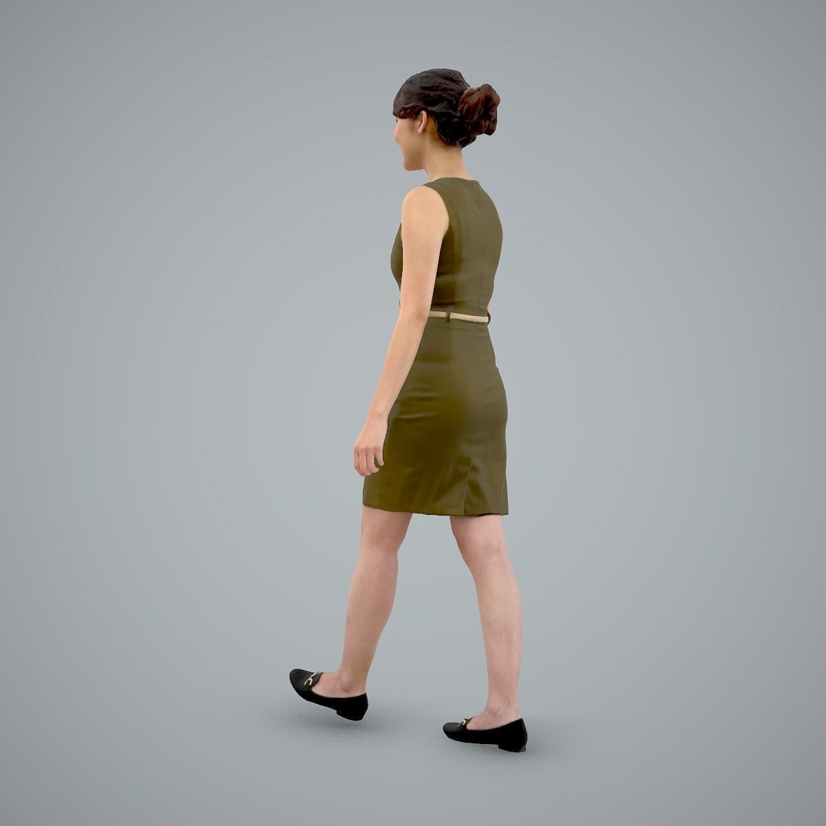 Walking Business Woman with Dress BWom0100-HD2-O02P02-S 3D model_35