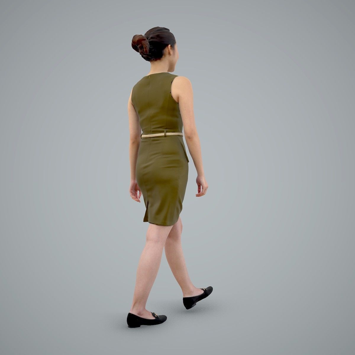 Walking Business Woman with Dress BWom0100-HD2-O02P02-S 3D model_4