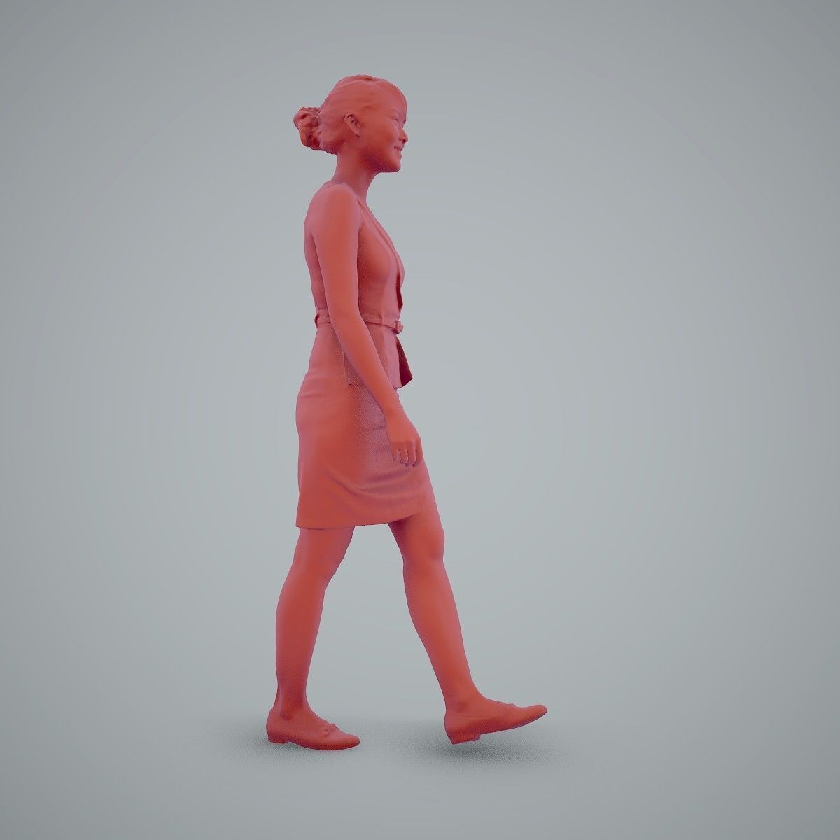 Walking Business Woman with Dress BWom0100-HD2-O02P02-S 3D model_10