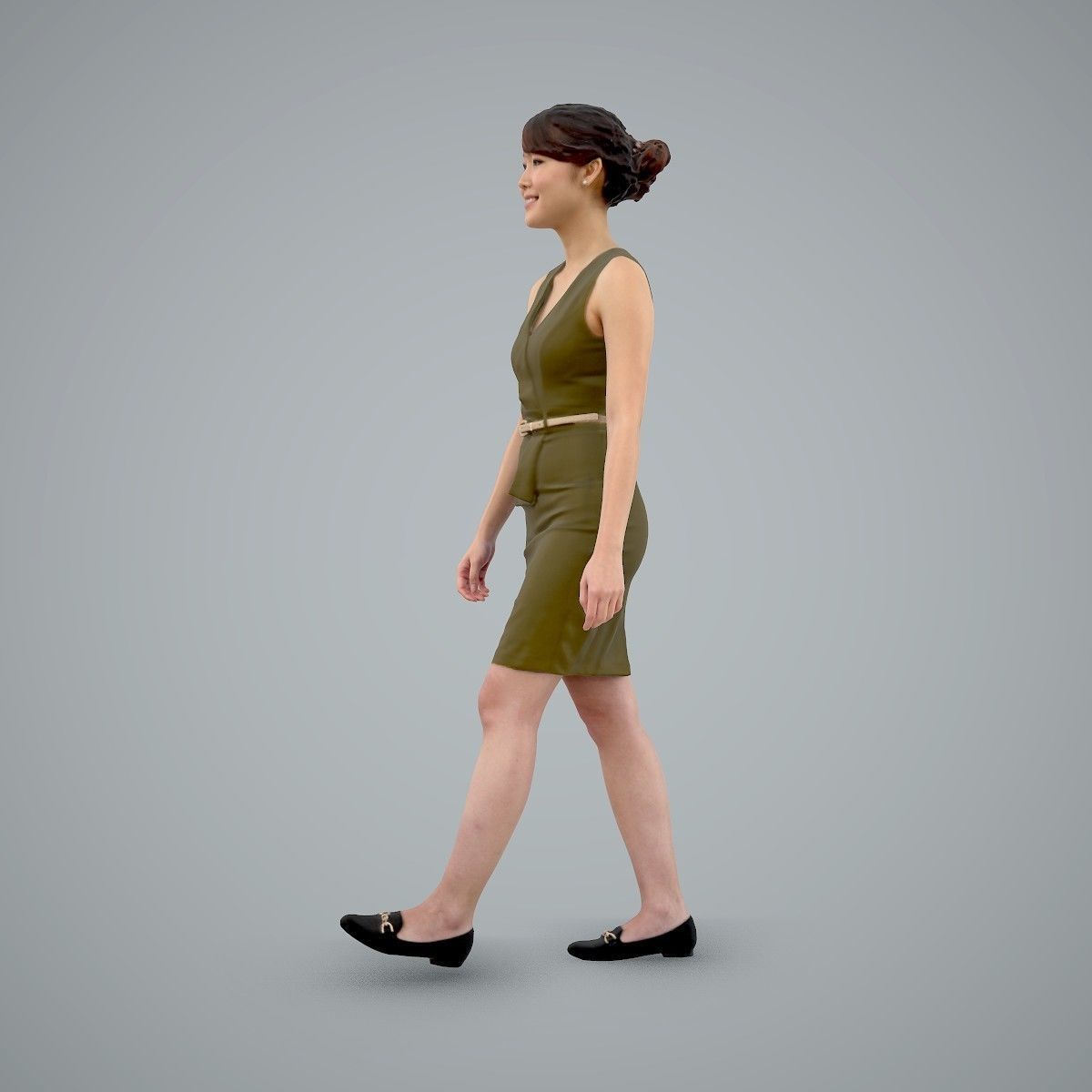 Walking Business Woman with Dress BWom0100-HD2-O02P02-S 3D model_2