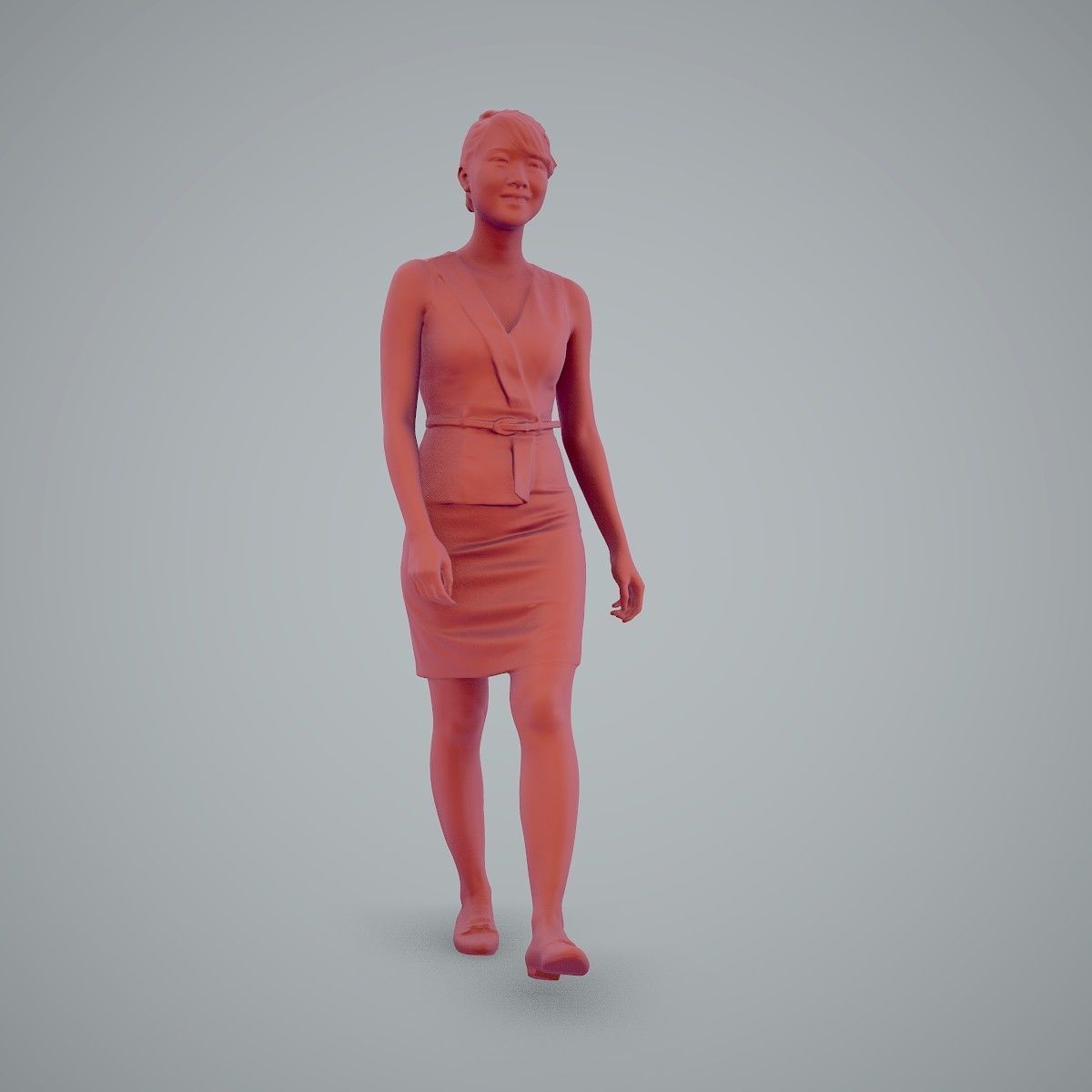 Walking Business Woman with Dress BWom0100-HD2-O02P02-S 3D model_61