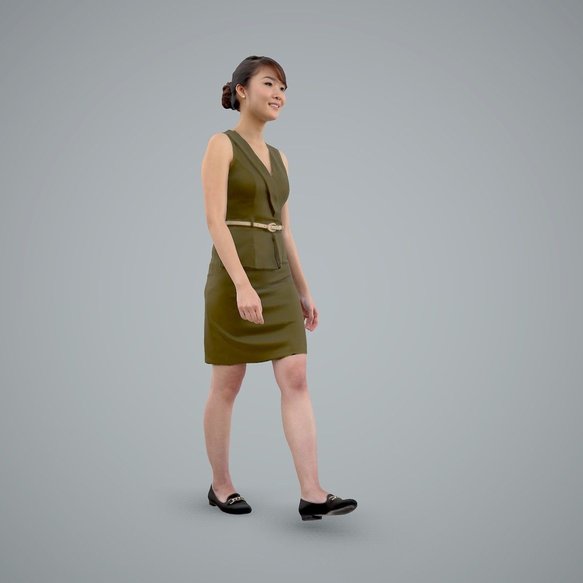 Walking Business Woman with Dress BWom0100-HD2-O02P02-S 3D model_1