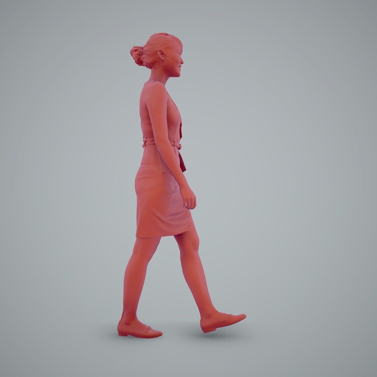 Walking Business Woman with Dress BWom0100-HD2-O02P02-S 3D model_34