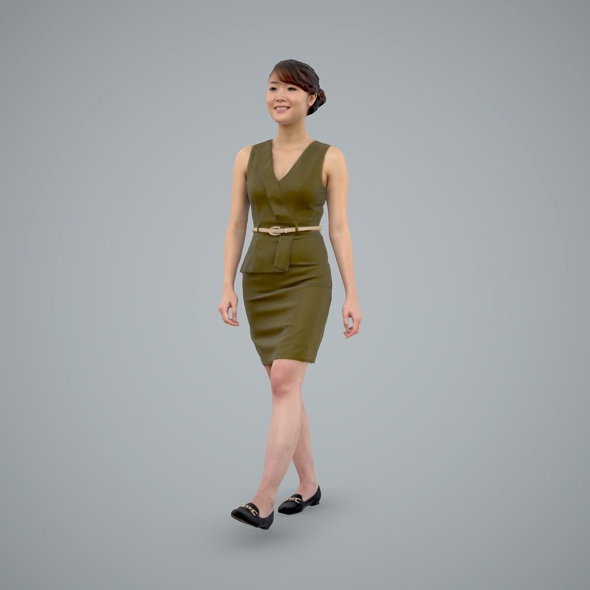 Walking Business Woman with Dress BWom0100-HD2-O02P02-S 3D model_11