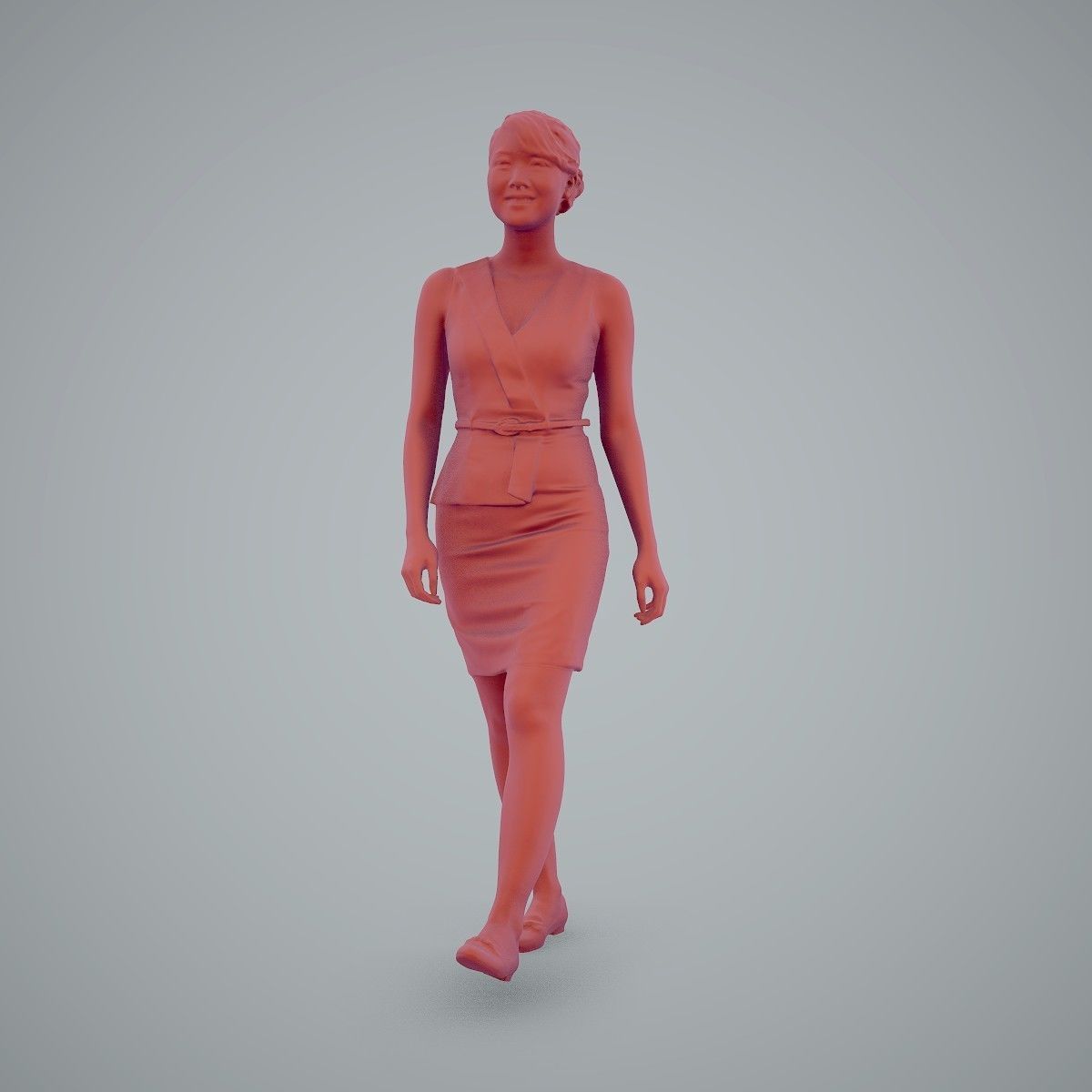 Walking Business Woman with Dress BWom0100-HD2-O02P02-S 3D model_42